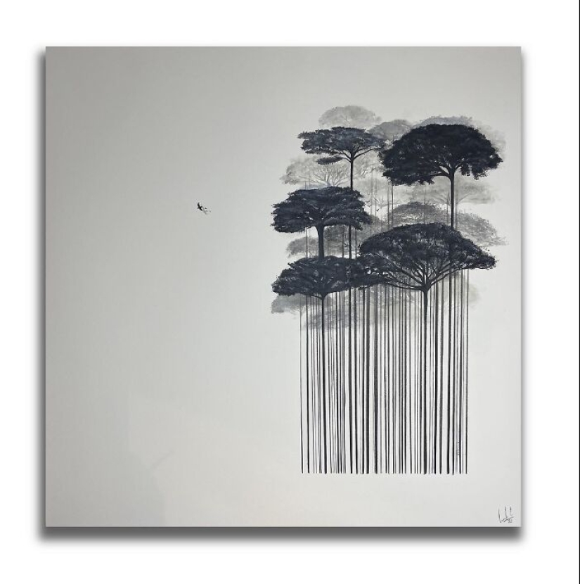 From Barcodes To Trees: My Unique Paintings That Merge Opposite Concepts