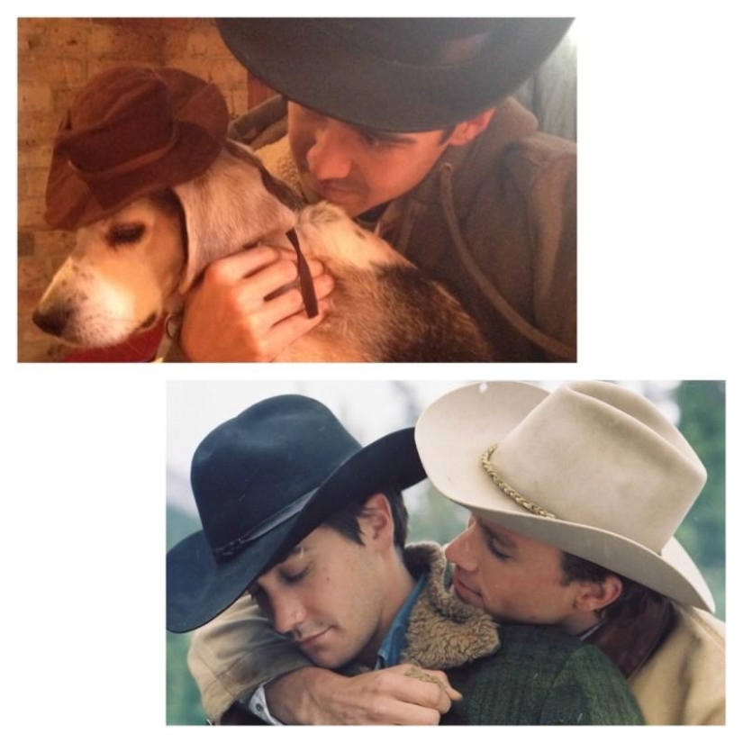 Guy recreates famous movie scenes with his dog