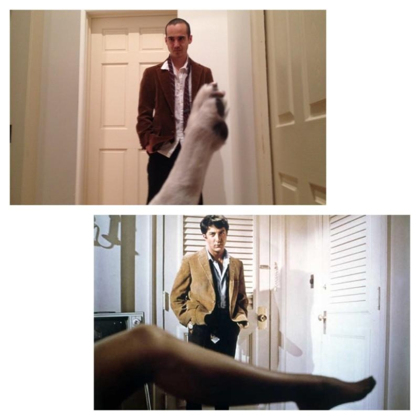 Guy recreates famous movie scenes with his dog