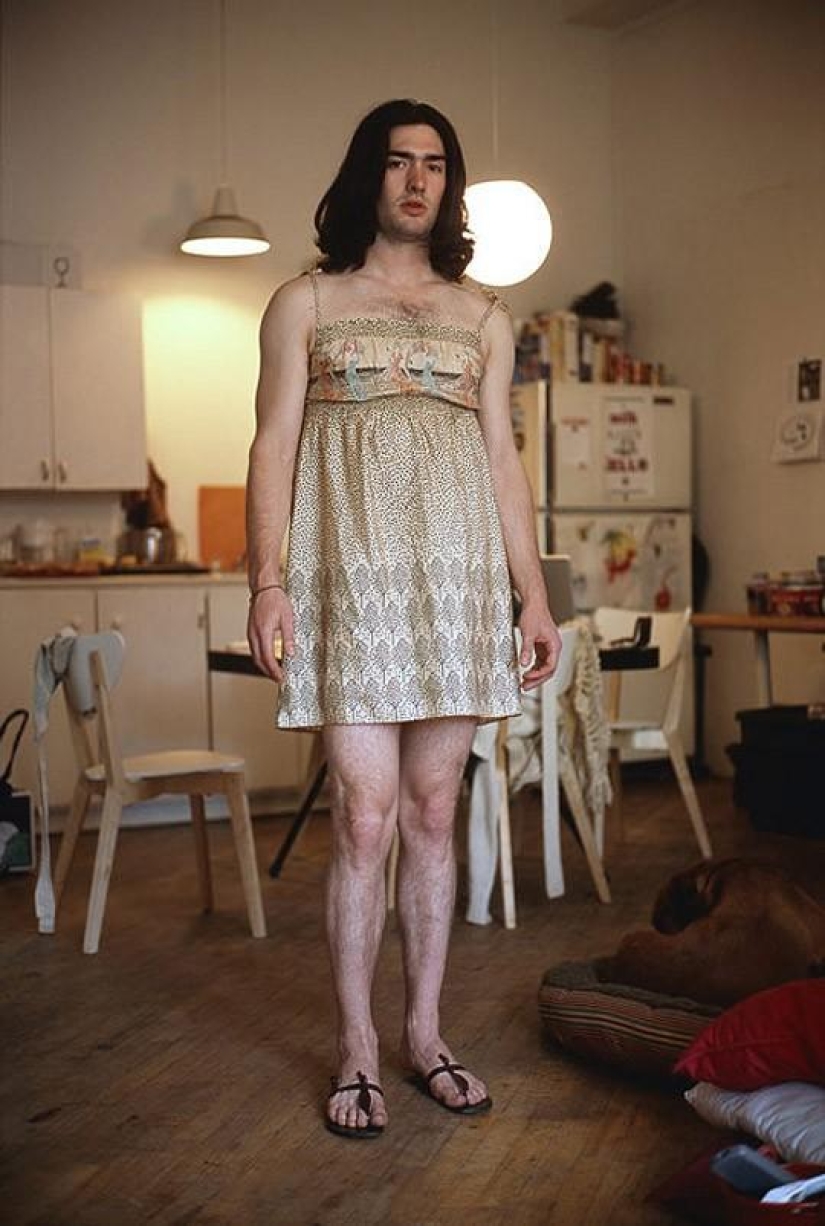 Guys in their girlfriends clothes