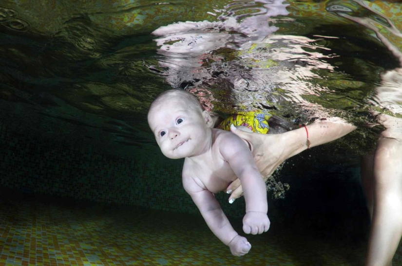Happy Ukrainian children under water
