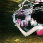 Happy Ukrainian children under water