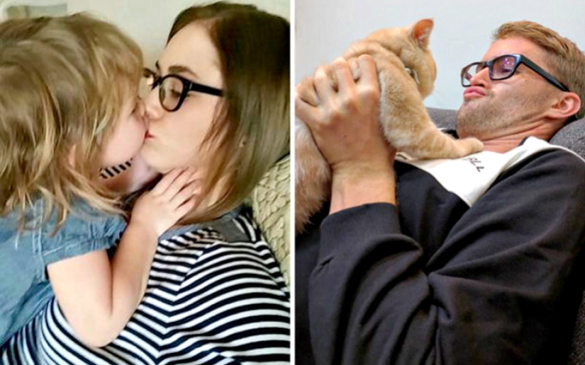 Hermano parodia fotos de hermana gemela con la ayuda de un gato