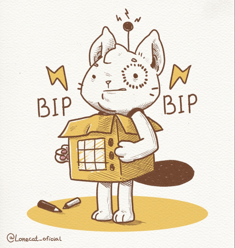 Hice 12 nuevas ilustraciones sobre un gato introvertido que muestra que a veces está bien estar solo