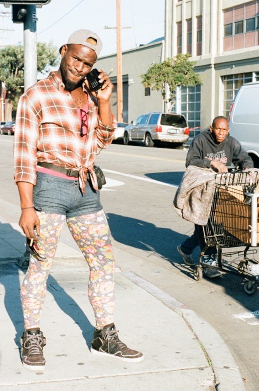 Hipsters are resting - in the frame are inhabitants of the outskirts, unmercenaries and homeless people