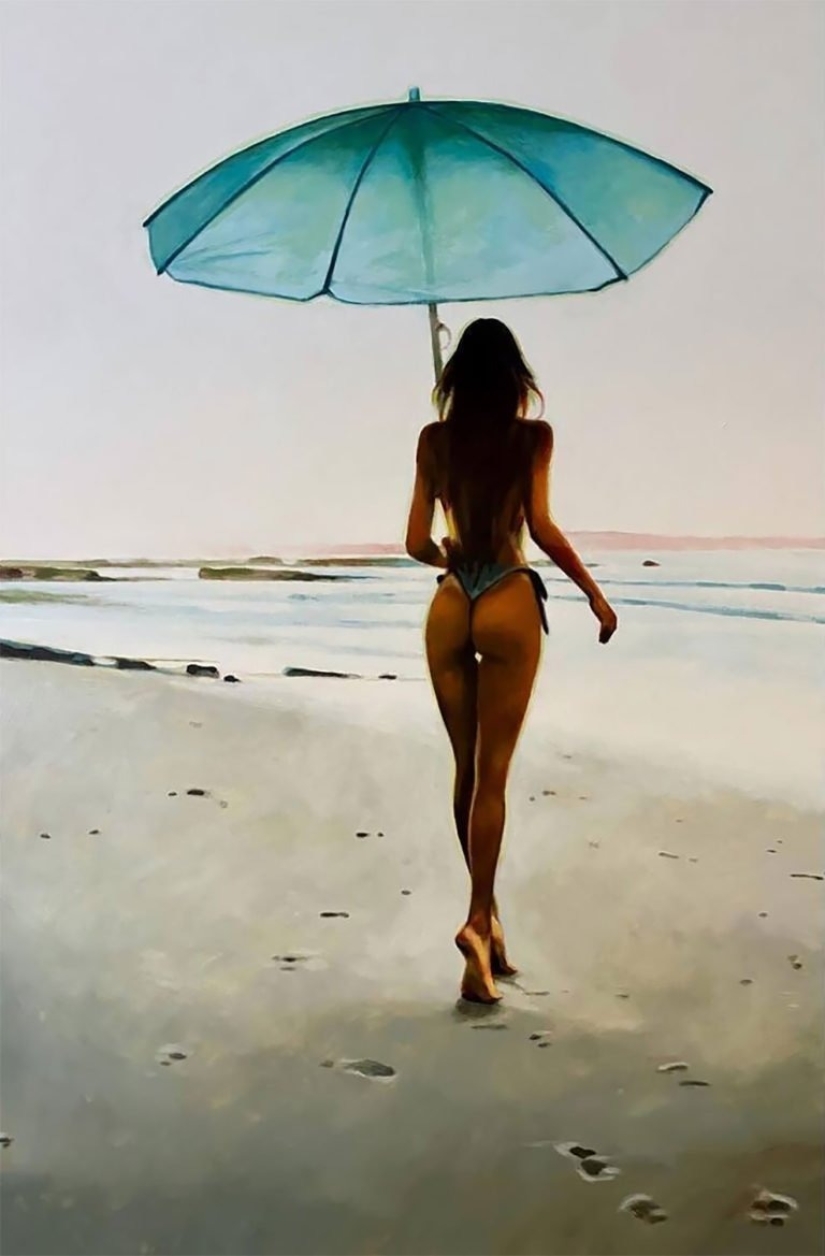 Hot beaches and tanned women in the radiant paintings of Thomas Saliot: 12 photos Hot beaches and tanned women in the radiant paintings of Thomas Saliot: 12 photos