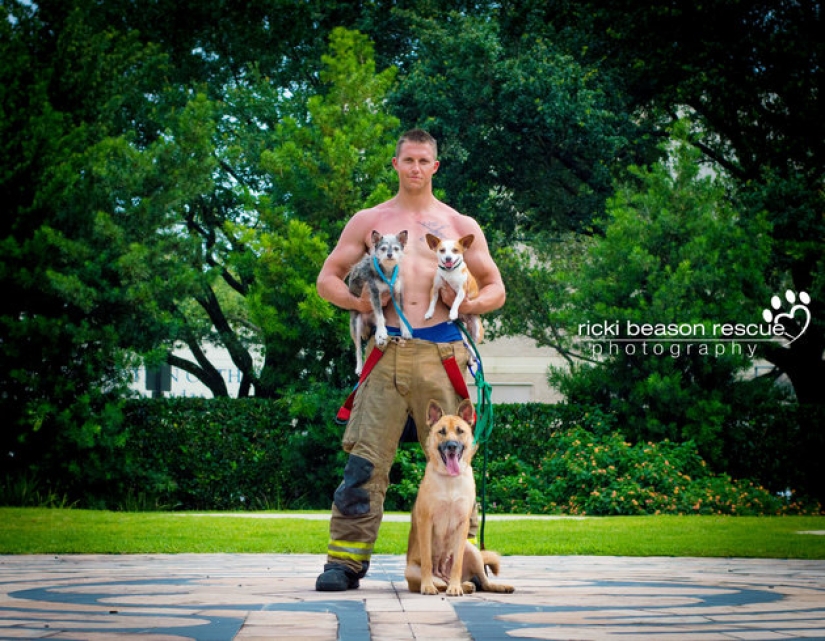 Hot Texas guys undressed for homeless dogs from a shelter