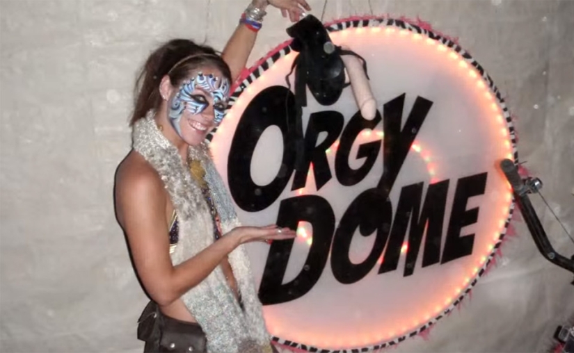 How are the depraved sex parties in the "Dome of Orgies" at the festival in Nevada