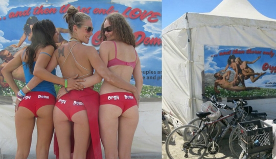 How are the depraved sex parties in the "Dome of Orgies" at the festival in Nevada