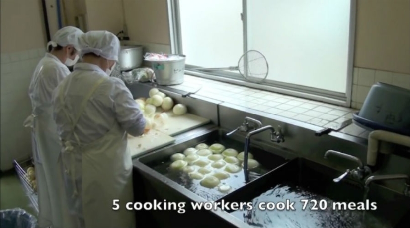 How children eat lunch at a Japanese school
