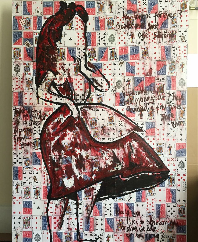 I Make Unique Collage Paintings By Using Only Playing Cards And Black Paint (18 Pics) I Make Unique Collage Paintings By Using Only Playing Cards And Black Paint (18 Pics)
