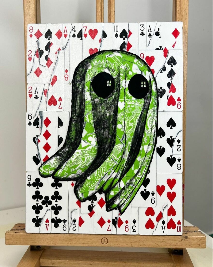 I Make Unique Collage Paintings By Using Only Playing Cards And Black Paint (18 Pics) I Make Unique Collage Paintings By Using Only Playing Cards And Black Paint (18 Pics)