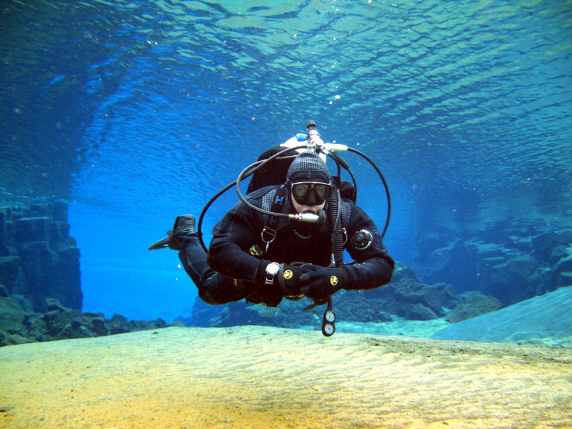 Icelandic fault Silfra - between two parts of the world