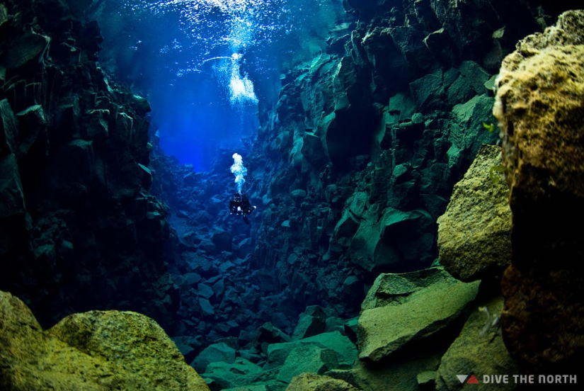 Icelandic fault Silfra - between two parts of the world