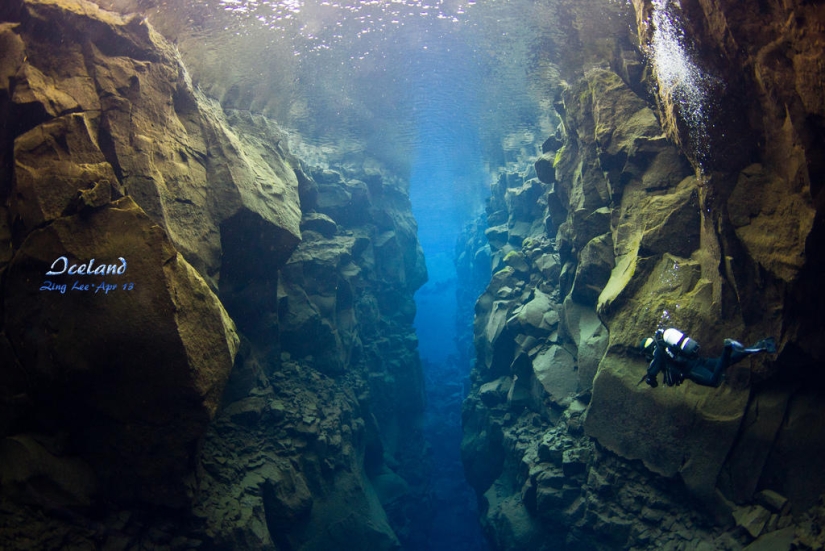 Icelandic fault Silfra - between two parts of the world