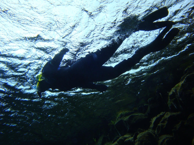 Icelandic fault Silfra - between two parts of the world