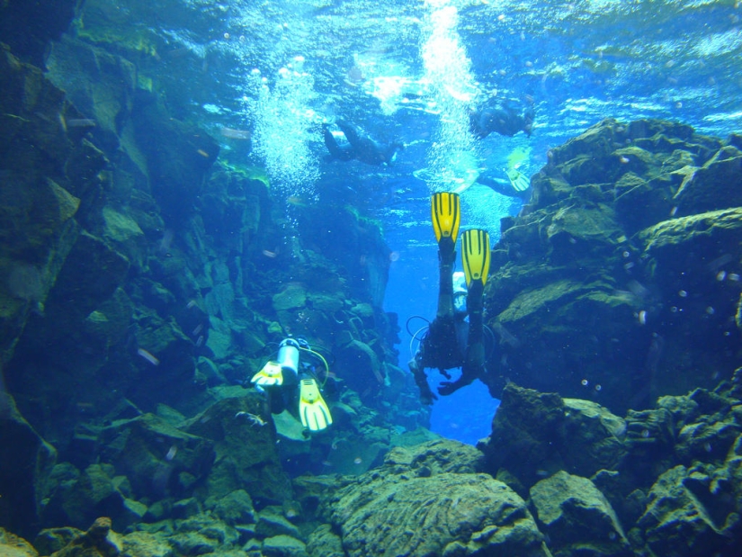 Icelandic fault Silfra - between two parts of the world