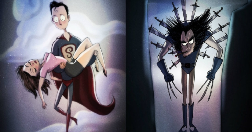 If Tim Burton drew superheroes: illustrations by a Russian artist