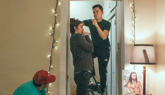 "In search of a dildo": a company of guys hides a dildo in photos