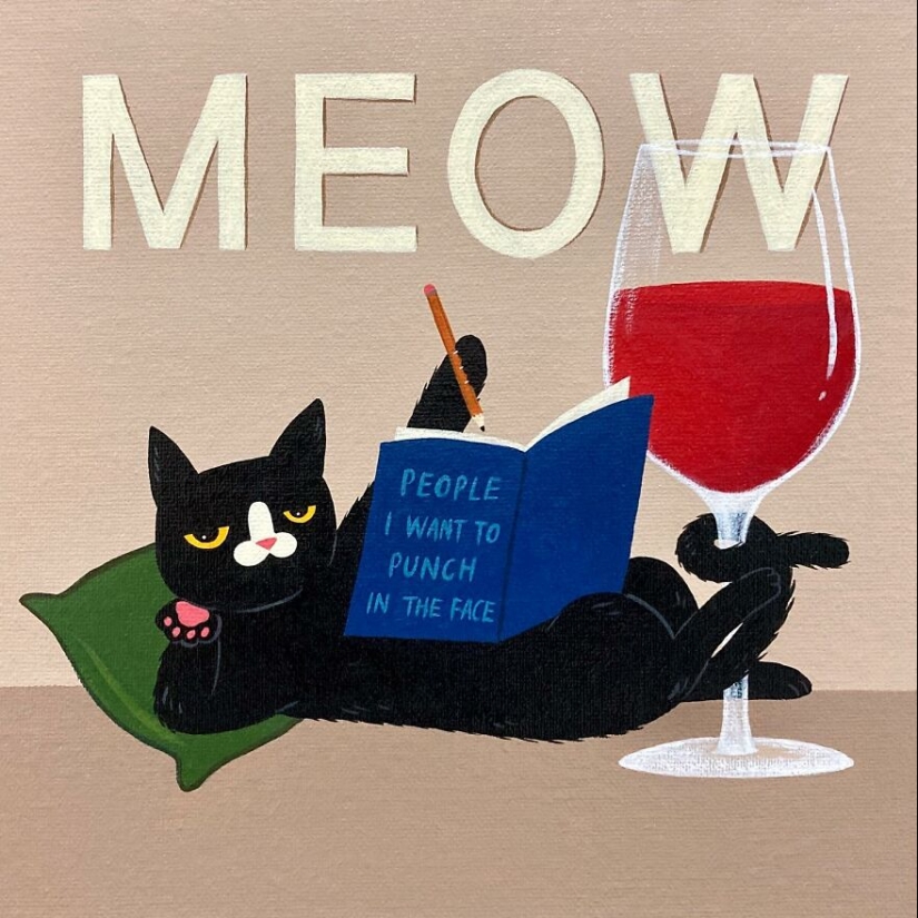 Inspired By His Black Cat With A Dash Of Sassy Attitude, This Artist Created 10 Humorous Illustrations