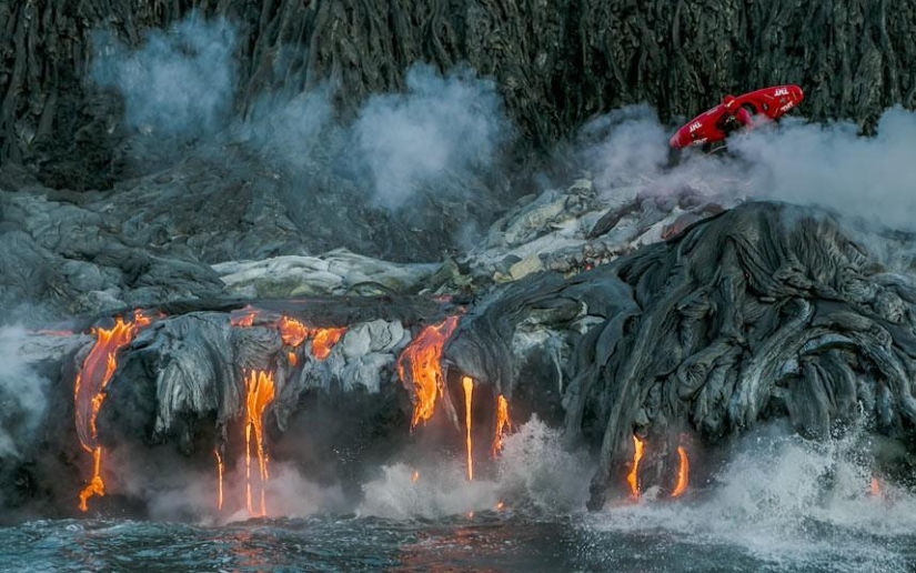 Kayaking next to lava Kayaking next to lava