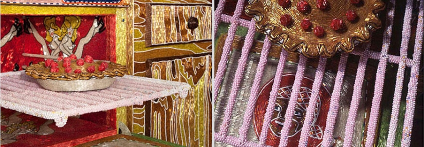 Kitchen and backyard made of ... beads!