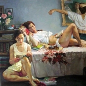 La figura femenina y su movimiento dinámico en el ballet en las pinturas de Zhang