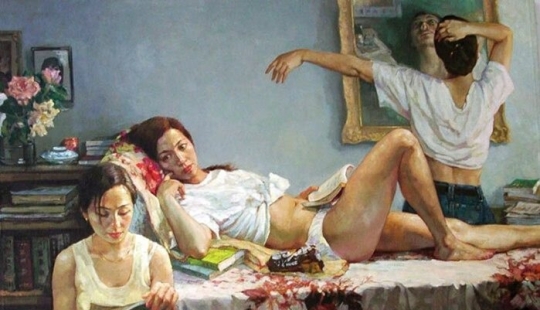 La figura femenina y su movimiento dinámico en el ballet en las pinturas de Zhang