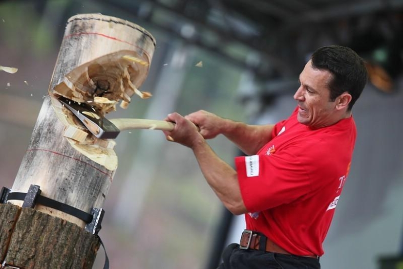 Las tomas más emotivas de la competencia de leñadores