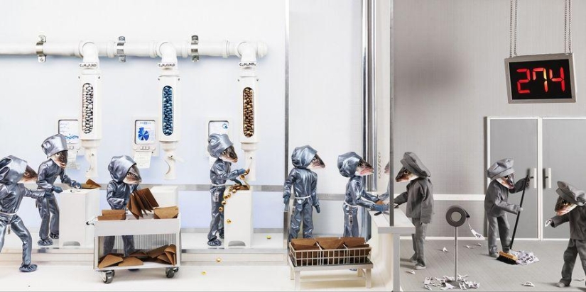 Les Temps Modernes is a whimsical project that parodies modern society