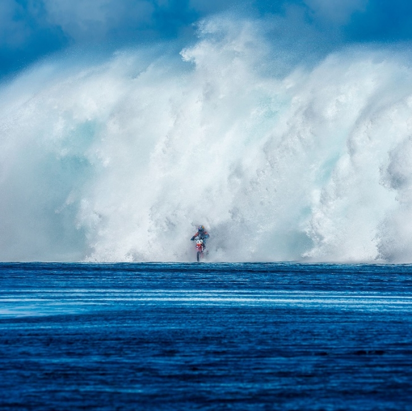 Leyenda del surf: Robbie Maddison monta una ola en una motocicleta