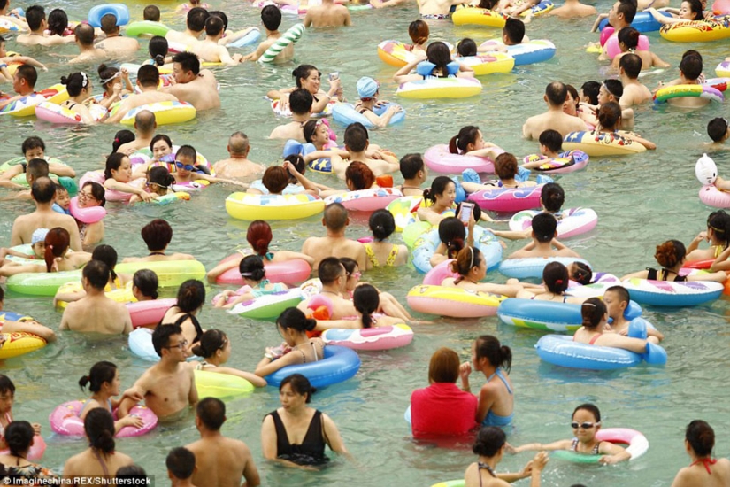 Like herring in a barrel: 10 thousand Chinese escape from the heat in the largest pool