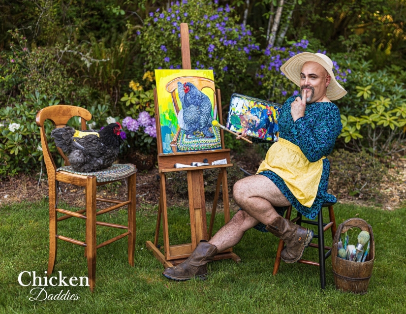 Los granjeros y sus gallinas en el calendario Chicken Daddies 2024