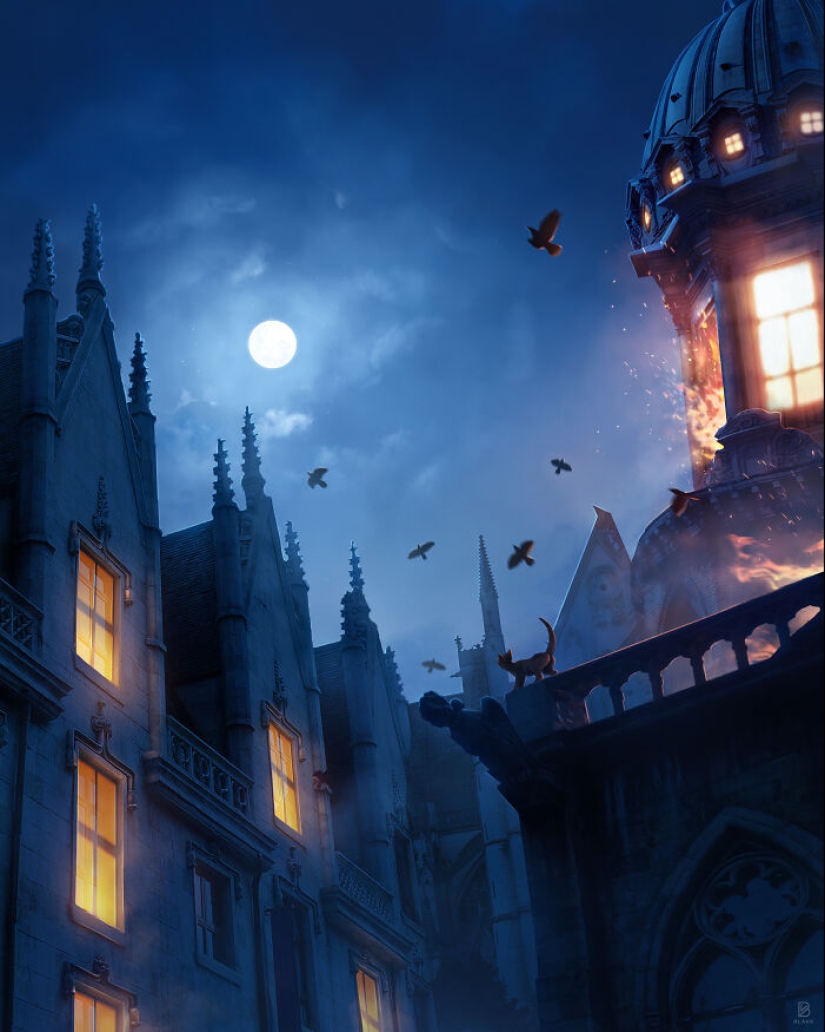 Me encanta crear escenas imaginarias con personas, animales o personajes de fantasía.