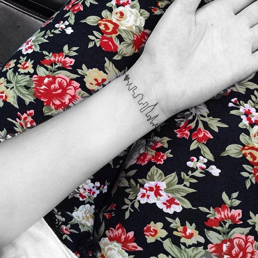 Minimal tattoo art by Jonboy, who tattooed Kendall Jenner