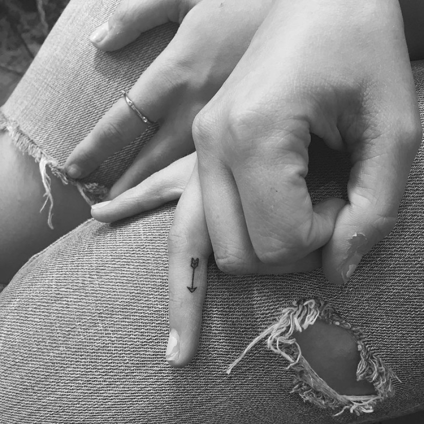 Minimal tattoo art by Jonboy, who tattooed Kendall Jenner