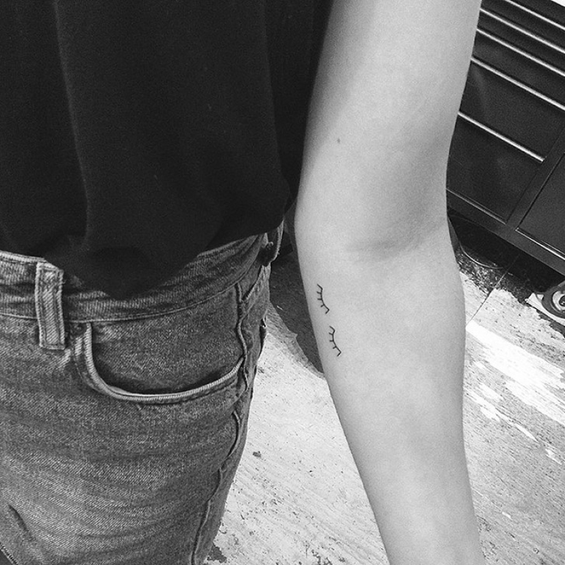 Minimal tattoo art by Jonboy, who tattooed Kendall Jenner