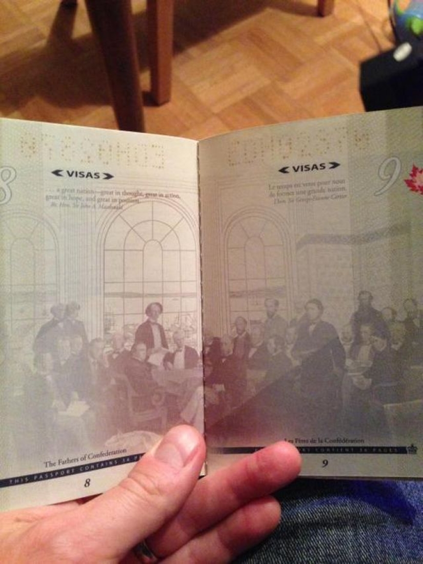 New passport of a citizen of Canada in the light of ultraviolet New passport of a citizen of Canada in the light of ultraviolet