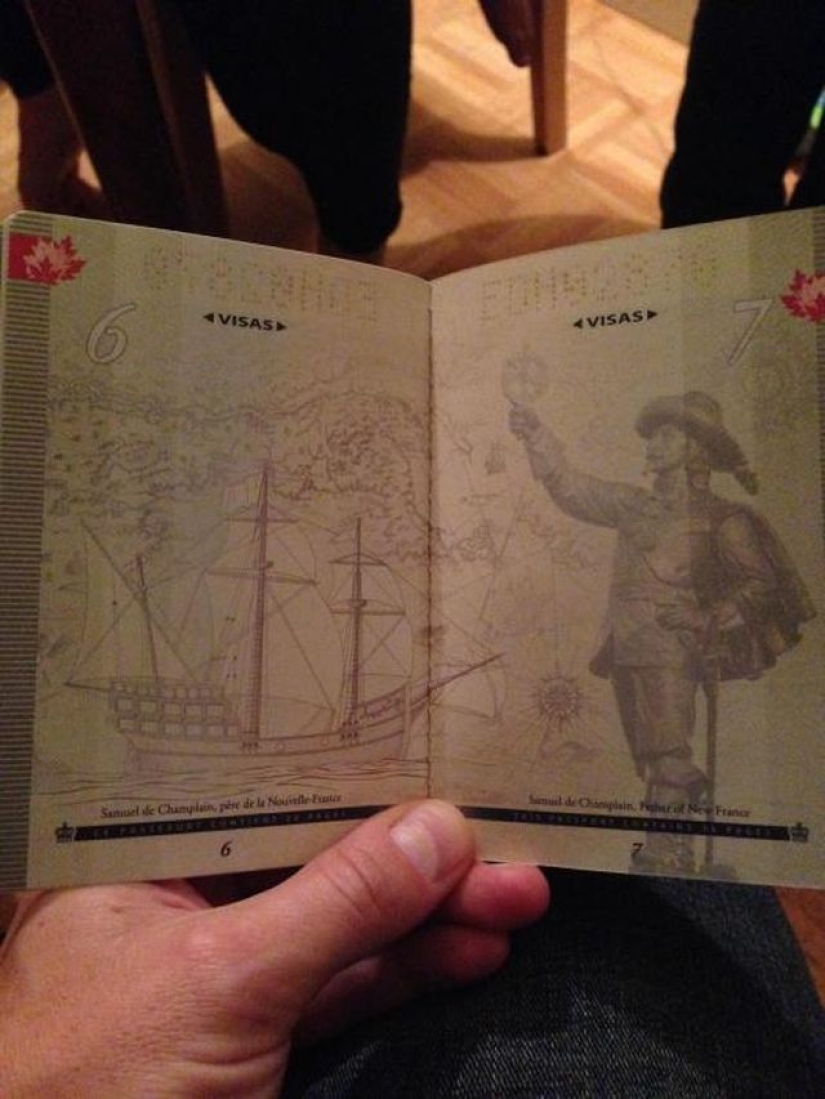 New passport of a citizen of Canada in the light of ultraviolet New passport of a citizen of Canada in the light of ultraviolet