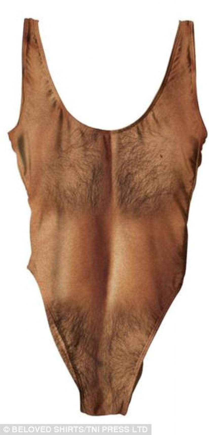 Nothing special, just a women's swimsuit with a print of a man's hairy chest Nothing special, just a women's swimsuit with a print of a man's hairy chest