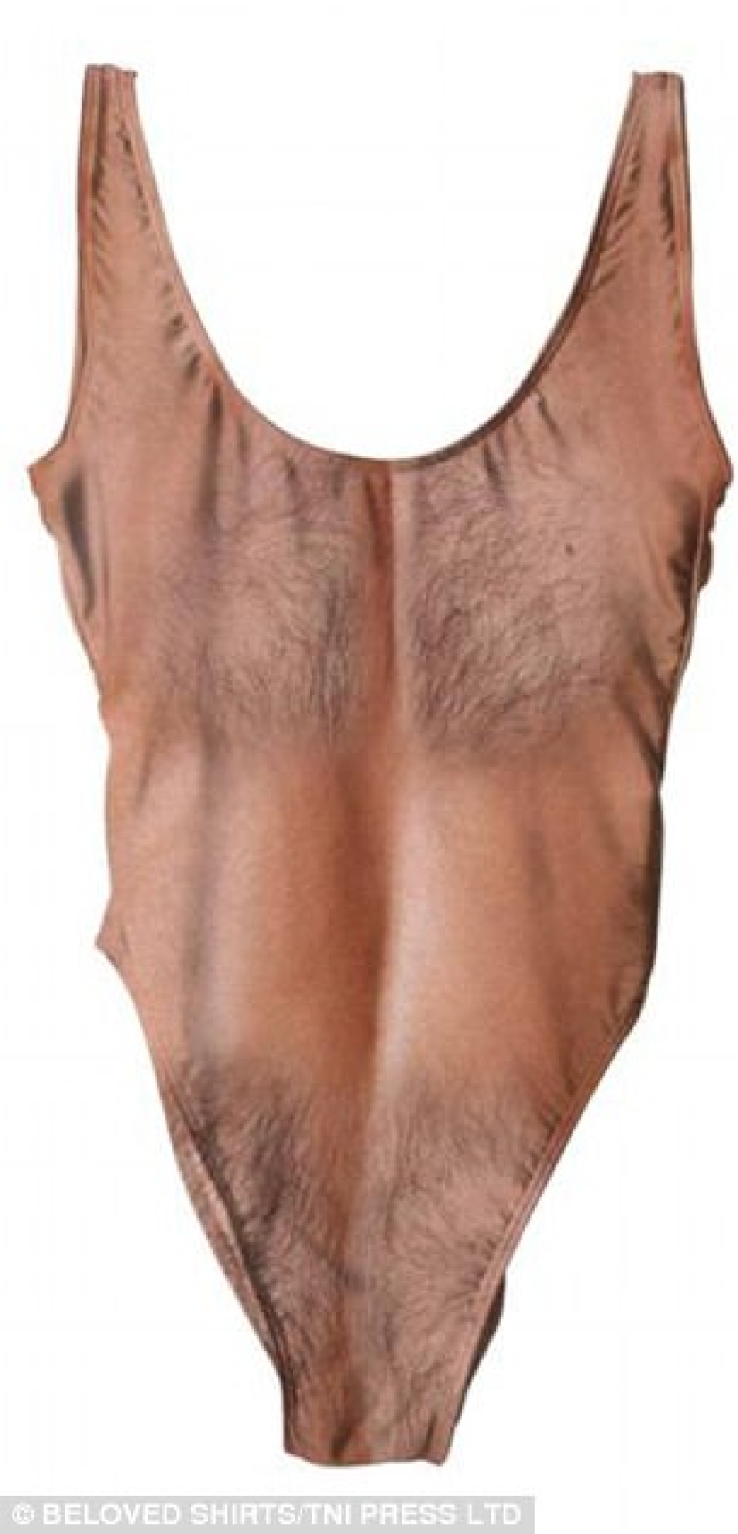 Nothing special, just a women's swimsuit with a print of a man's hairy chest Nothing special, just a women's swimsuit with a print of a man's hairy chest