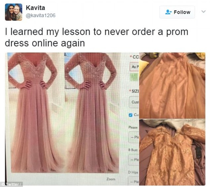 Ordering a prom dress online: expectation and reality