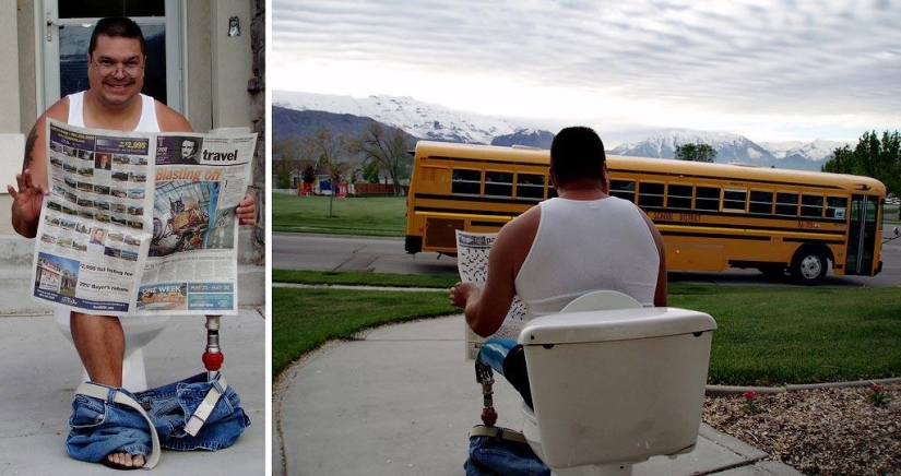 Papá alegre acompaña a su hijo a la escuela o "No le enseñes a tu padre a bromear" Papá alegre acompaña a su hijo a la escuela o "No le enseñes a tu padre a bromear"