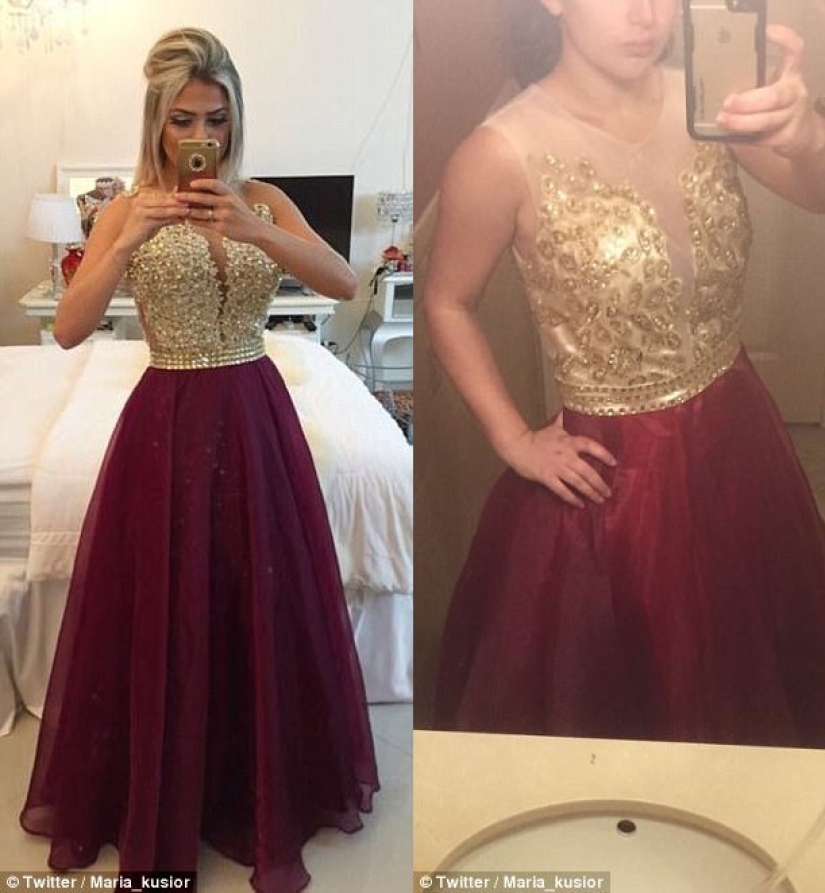 Pedir un vestido de fiesta en línea: expectativa y realidad
