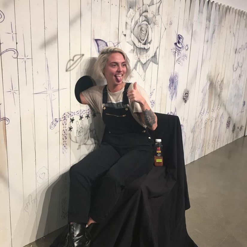 People put their hand in the hole, and the tattoo artist stuffs whatever he wants!