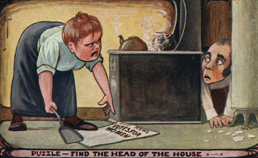 Postales retro que muestran el miedo de la sociedad al empoderamiento de las mujeres