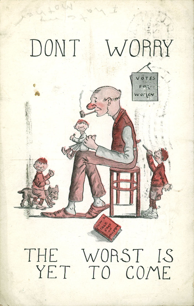 Postales retro que muestran el miedo de la sociedad al empoderamiento de las mujeres