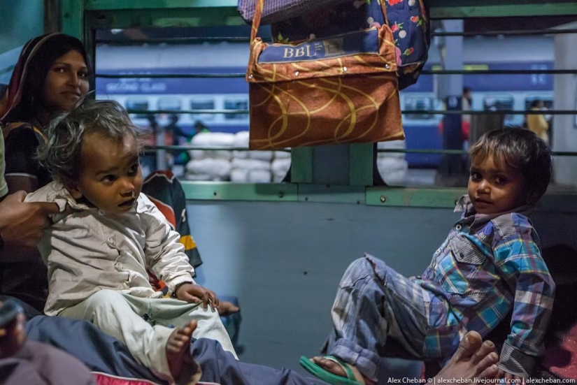Shared carriage of an Indian train Shared carriage of an Indian train