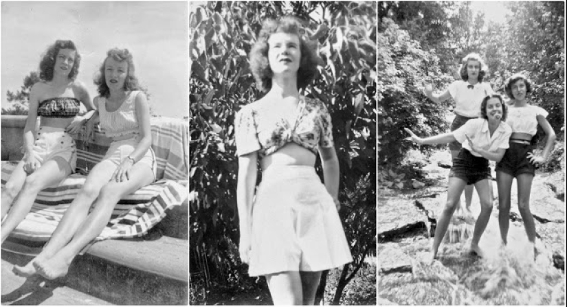 Shorts with a cropped top: the favorite summer outfit of young American women of the 40s Shorts with a cropped top: the favorite summer outfit of young American women of the 40s