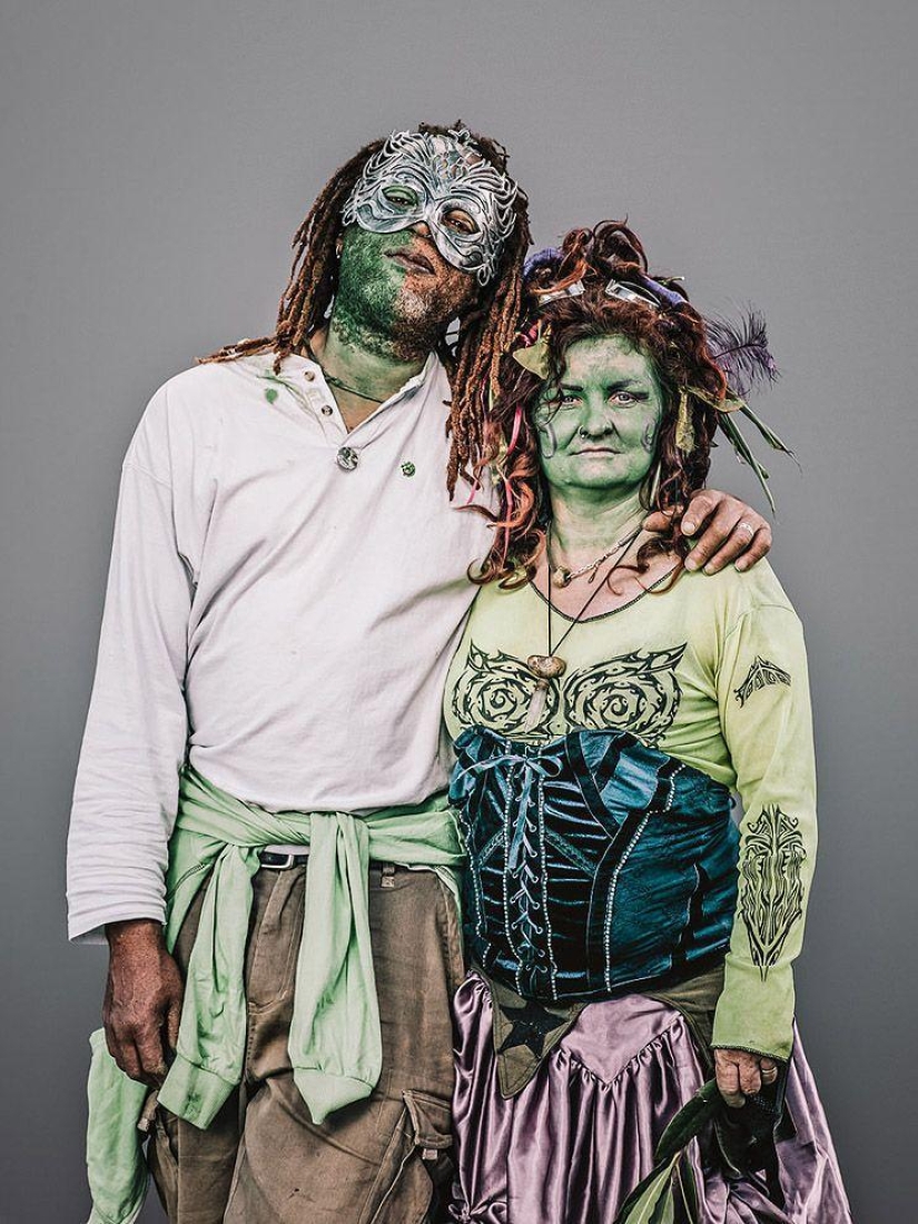 Shreks, elderly informals and other characters from the holiday Jack in green